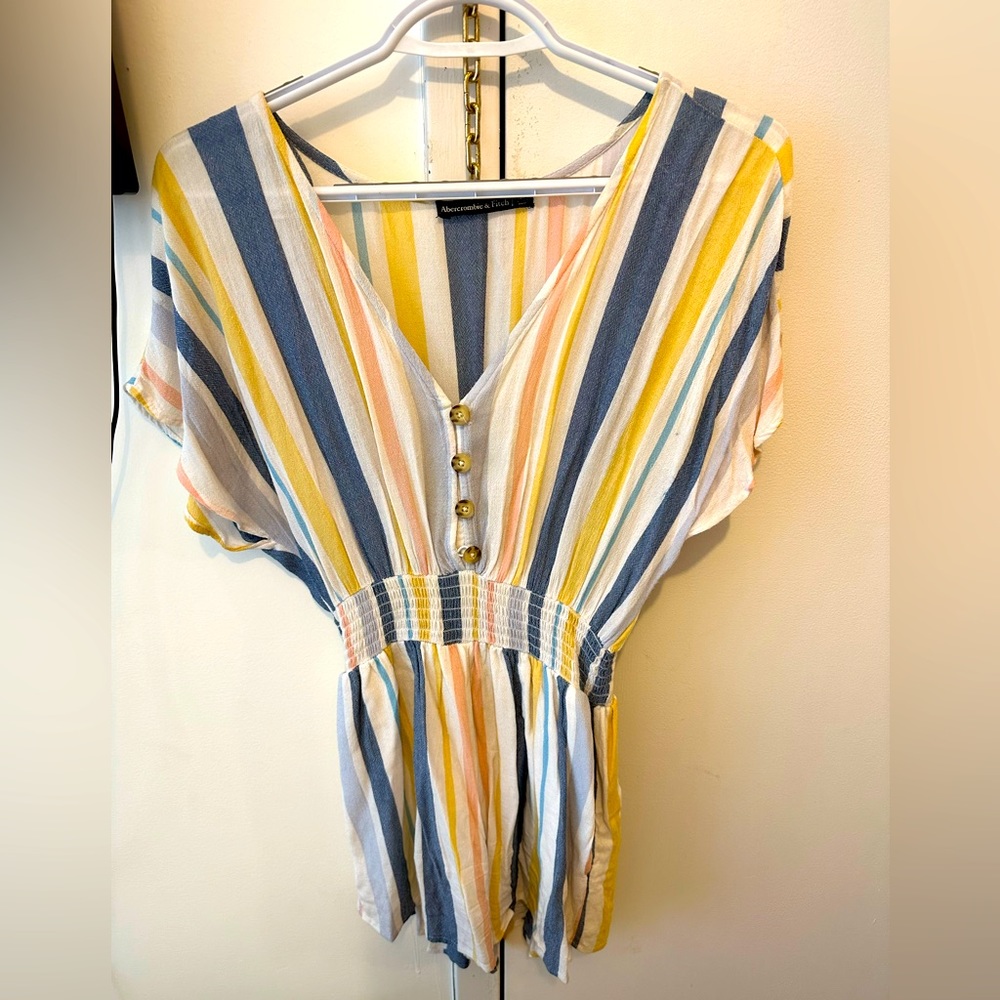 Abercrombie & Fitch Multi-Color Striped V-Neck Romper